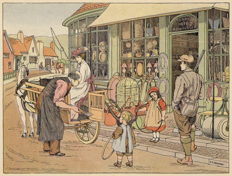 Bedford üzletek könyve: Vasáruüzlet (színes litográfia) alkotó: Francis Donkin Bedford
