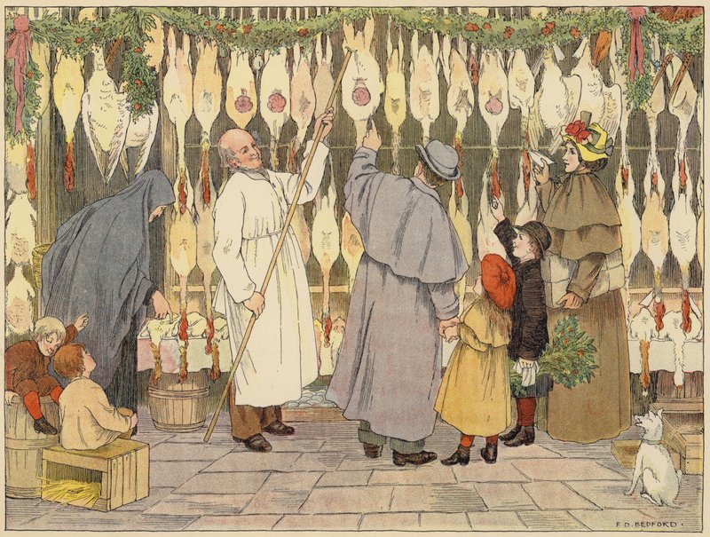 Bedford üzletek könyve: Poulterer (színes litográfia) alkotó: Francis Donkin Bedford