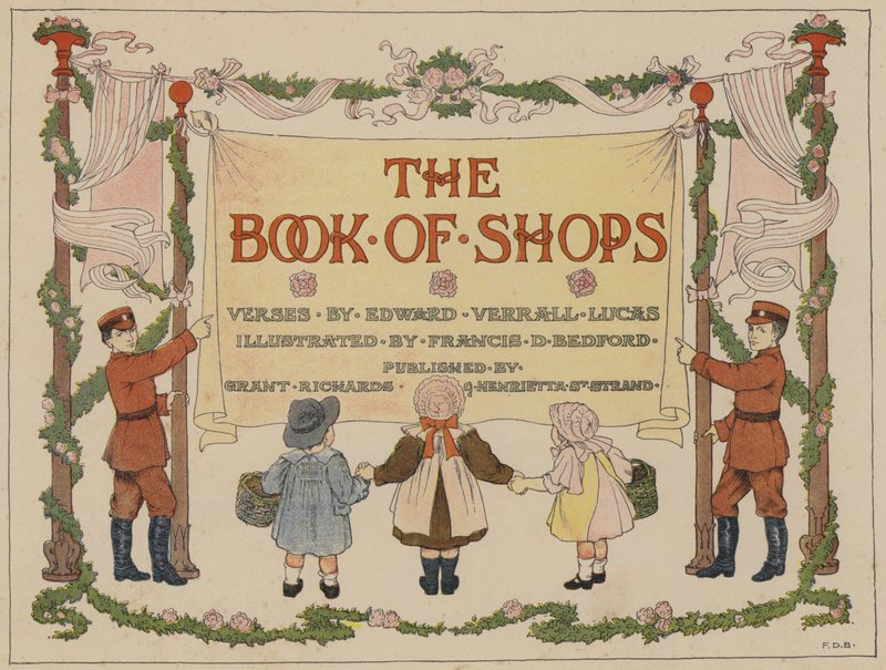 Bedford üzletek könyve: Címlap (színes litográfia) alkotó: Francis Donkin Bedford