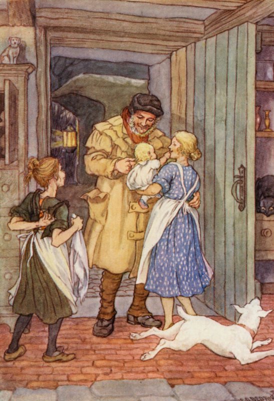 Illusztráció Charles Dickens A tücsök a tűzhelyen című könyvéhez (színes litográfia) alkotó: Francis Donkin Bedford