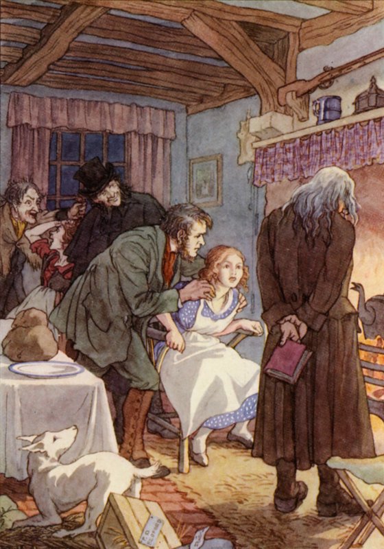 Illusztráció Charles Dickens A tücsök a tűzhelyen című könyvéhez (színes litográfia) alkotó: Francis Donkin Bedford
