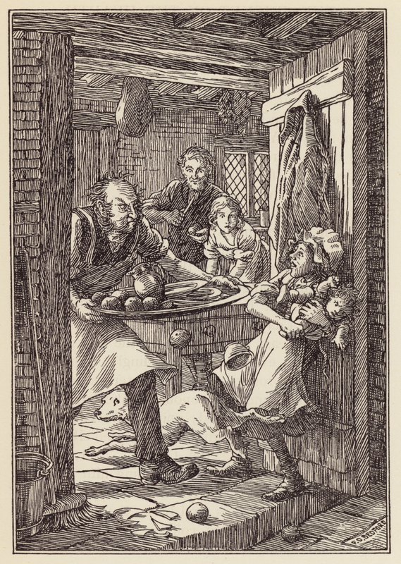 Illusztráció Charles Dickens A tücsök a tűzhelyen című könyvéhez (színes litográfia) alkotó: Francis Donkin Bedford