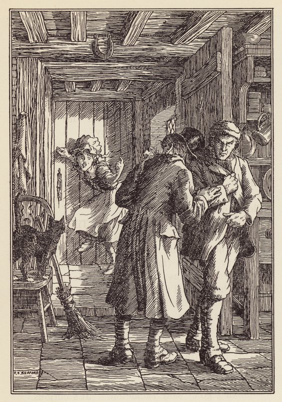 Illusztráció Charles Dickens A tücsök a tűzhelyen című könyvéhez (színes litográfia) alkotó: Francis Donkin Bedford