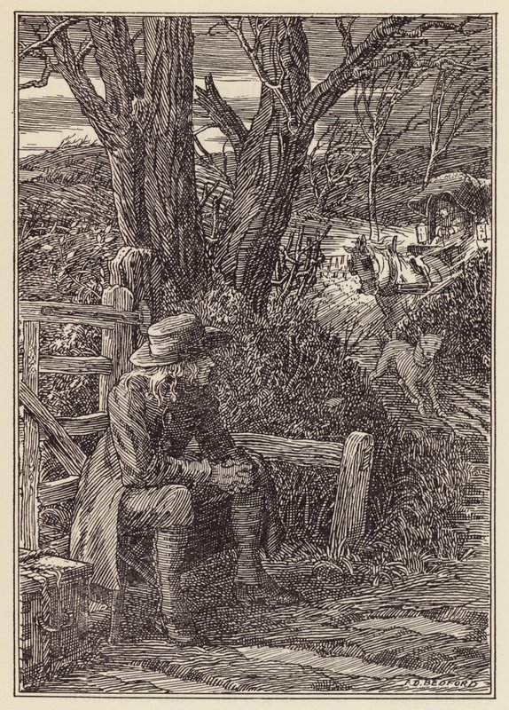 Illusztráció Charles Dickens A tücsök a tűzhelyen című könyvéhez (színes litográfia) alkotó: Francis Donkin Bedford