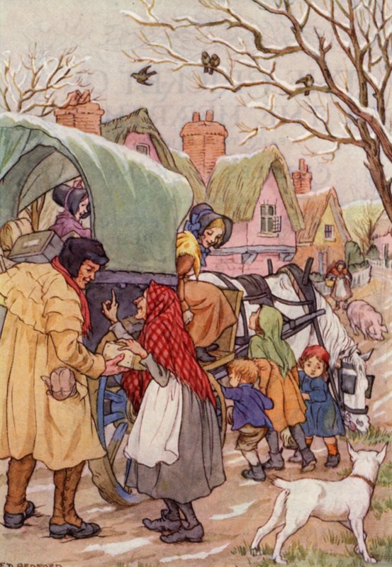 Illusztráció Charles Dickens A tücsök a tűzhelyen című könyvéhez (színes litográfia) alkotó: Francis Donkin Bedford