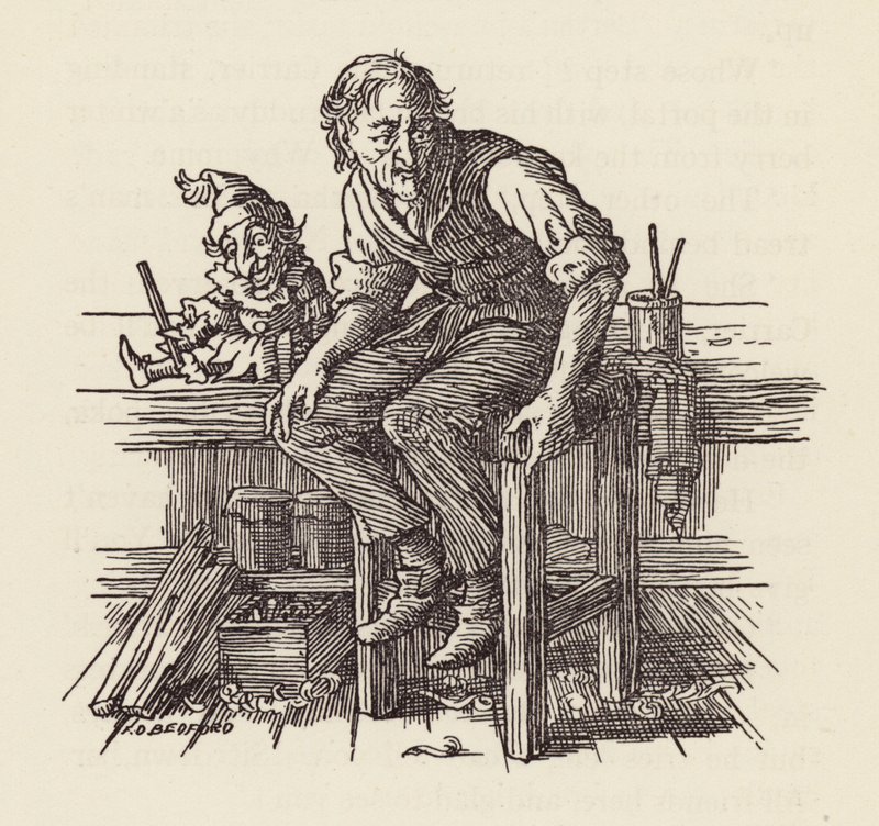 Illusztráció Charles Dickens A tücsök a tűzhelyen című könyvéhez (színes litográfia) alkotó: Francis Donkin Bedford