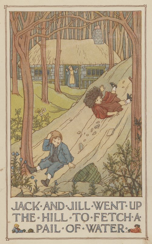 Jack és Jill felmentek a hegyre egy vödör vízért (színes lithó) alkotó: Francis Donkin Bedford