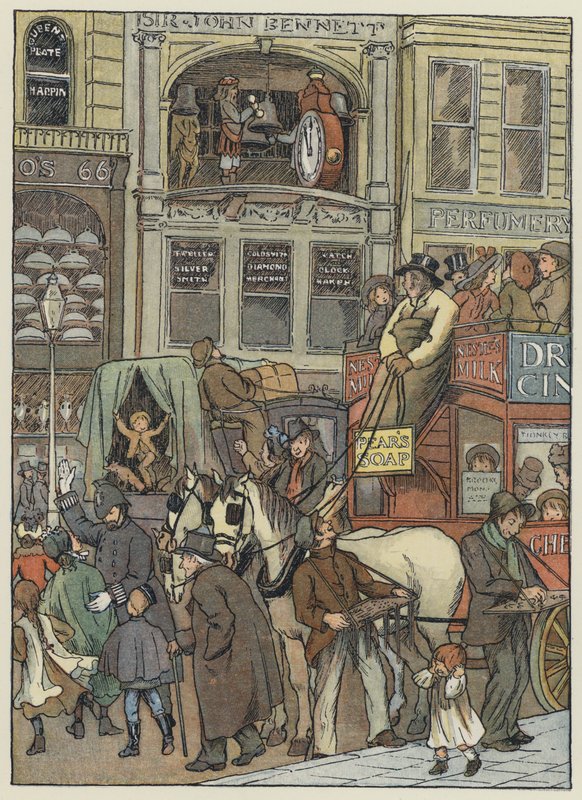 London: In Cheapside (színes litográfia) alkotó: Francis Donkin Bedford
