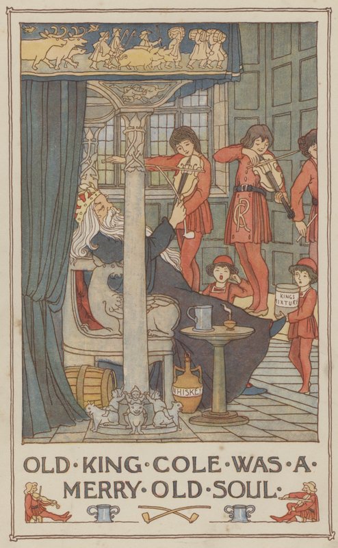 Old King Cole egy víg öreg lélek volt (színes litográfia) alkotó: Francis Donkin Bedford