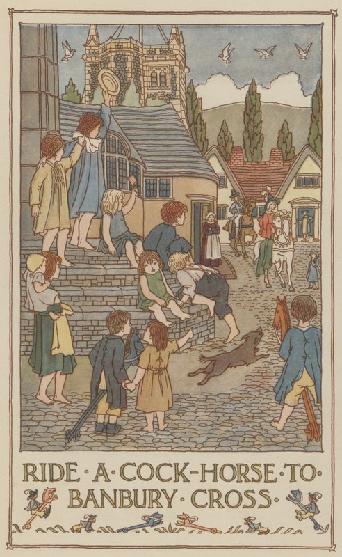 Kakaslovaglás a Banbury Crosshoz (színes lithó) alkotó: Francis Donkin Bedford