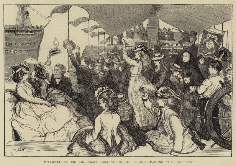 Millwall Iskola Gyerekek Ünnepe, a Temzén, a Góliát mellett alkotó: Francis S. Walker