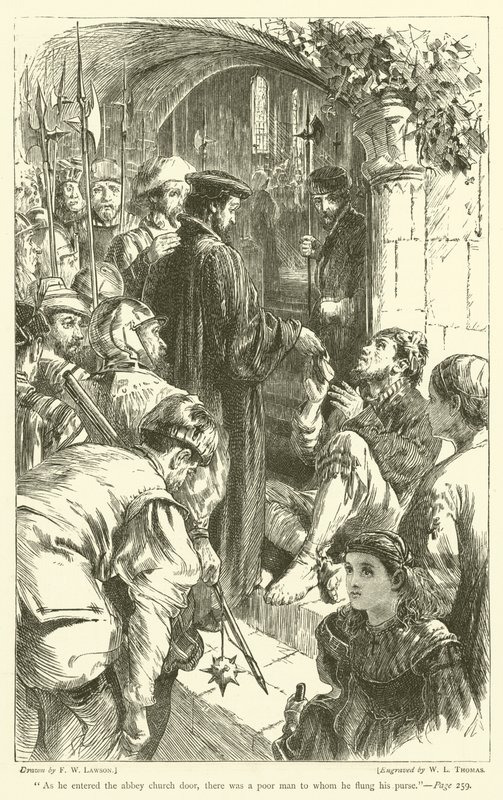Amikor belépett az apátsági templom ajtaján, ott volt egy szegény ember, akinek odadobta a táskáját alkotó: Francis Wilfred Lawson
