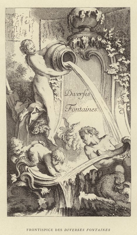 Különféle szökőkutak homlokzata (metszet) alkotó: Francois (after) Boucher