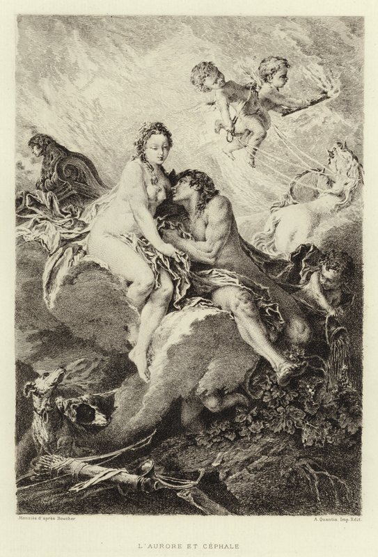 Aurora és Cephalus (metszet) alkotó: Francois (after) Boucher