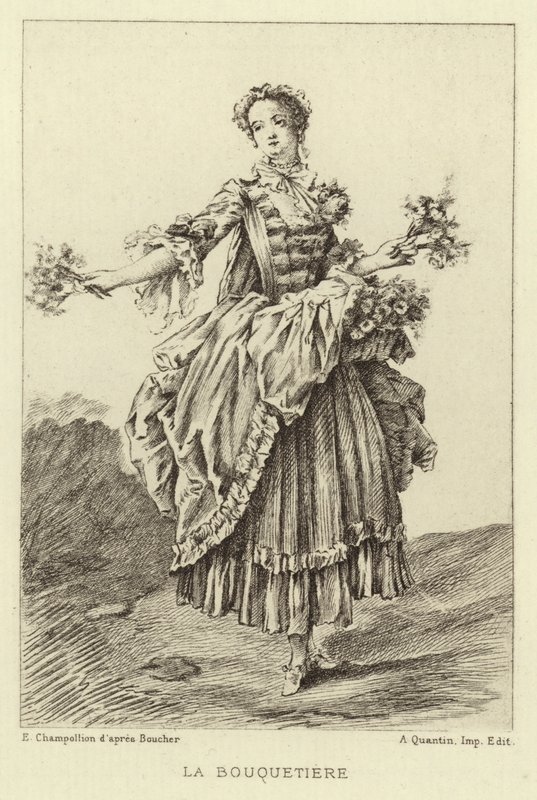 La Bouquetiere (metszet) alkotó: Francois (after) Boucher