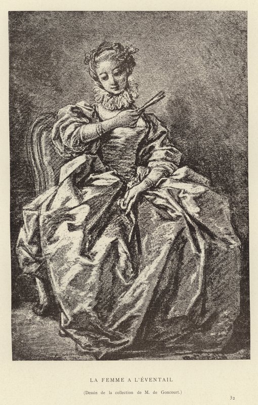 A nő legyezővel alkotó: Francois (after) Boucher
