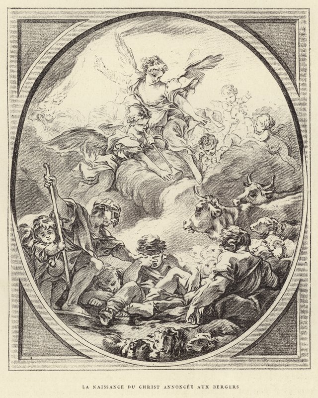 Krisztus születése bejelentette a pásztoroknak (metszet) alkotó: Francois (after) Boucher