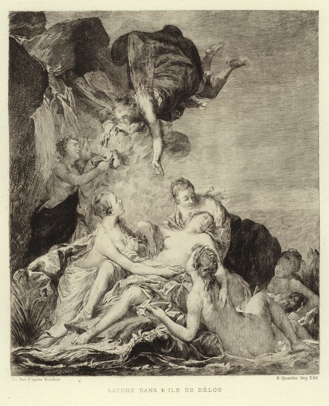 Latona Delos szigetén (metszet) alkotó: Francois (after) Boucher