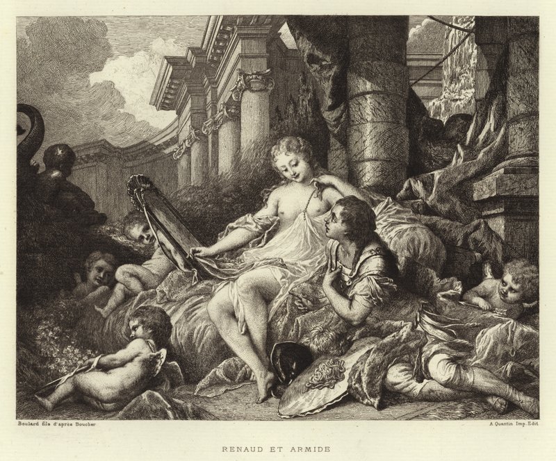 Renaud és Armide (metszet) alkotó: Francois (after) Boucher