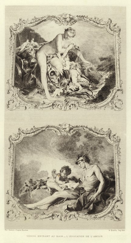 Vénusz belép a fürdőbe, A szerelem nevelése (metszet) alkotó: Francois (after) Boucher