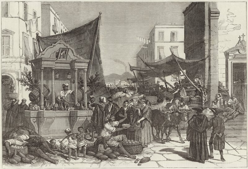 Egy utca Nápolyban (metszet) alkotó: Francois Fortune Antoine (after) Ferogio