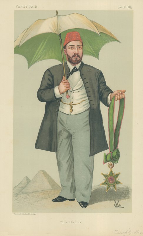 HH Mehemed Tewfik Pasha, Khedive of Egypt, The Khedive, 1883. január 20., Vanity Fair rajzfilm alkotó: Francois Verheyden