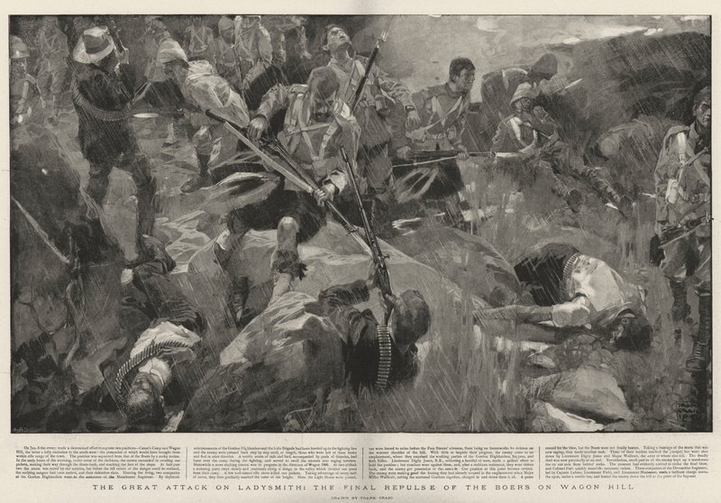 A nagy támadás Ladysmith ellen, a búrok végső visszaszorítása a kocsidombon alkotó: Frank Craig