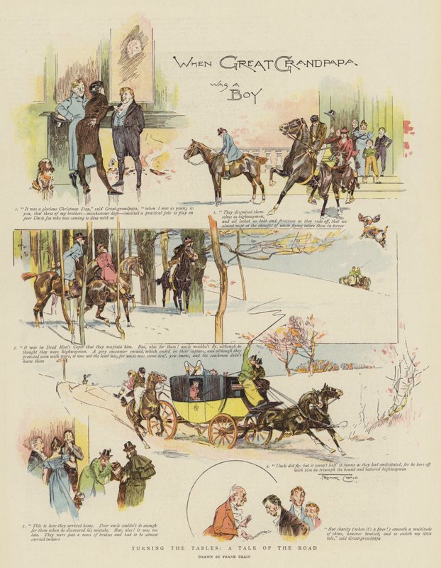 Az asztalok forgatása, mese az útról (chromolitho) alkotó: Frank Craig