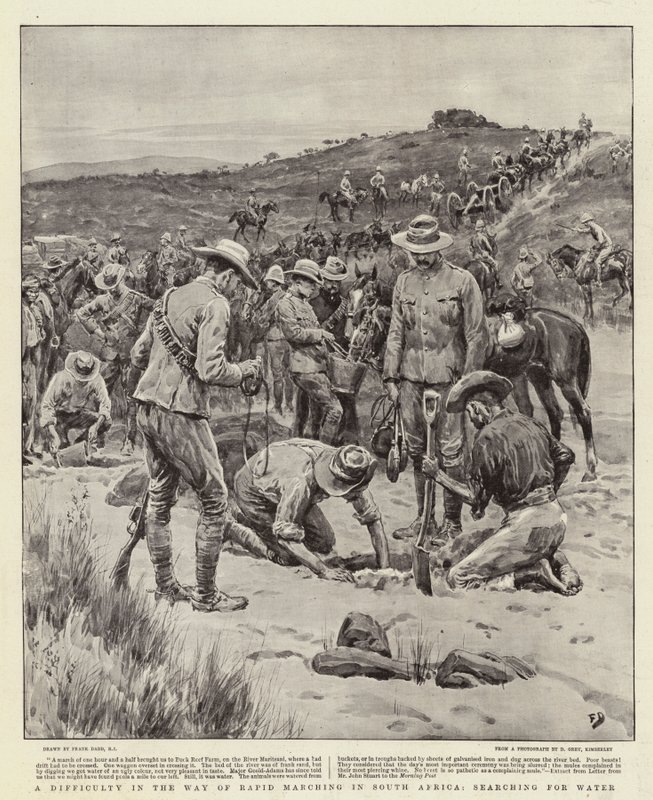 Nehézségek a gyors menetelés útjában Dél-Afrikában, víz után kutatva alkotó: Frank Dadd