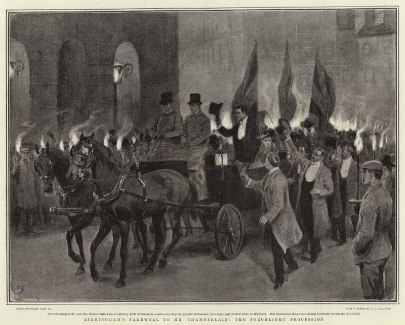 Birmingham búcsúja Chamberlain úrtól, a Fáklyás menet alkotó: Frank Dadd