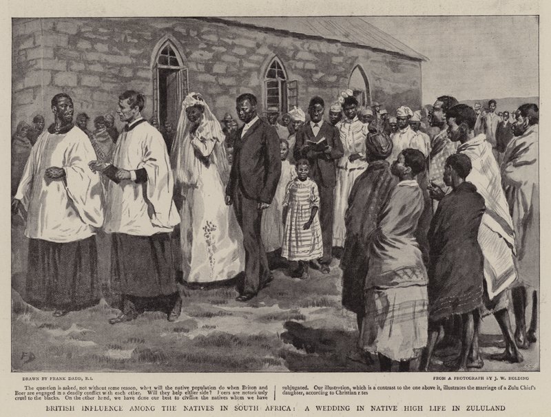 Brit befolyás a bennszülöttek körében Dél-Afrikában, esküvő a natív életben Zuluföldön alkotó: Frank Dadd