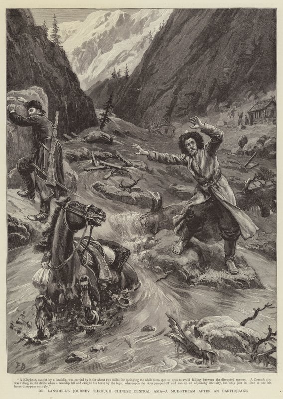 Dr. Lansdell utazása Kínai Közép-Ázsián keresztül, sárfolyam és földrengés alkotó: Frank Dadd