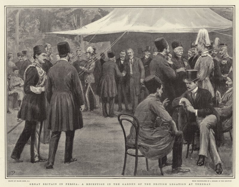 Nagy-Britannia Perzsiában, fogadás a teheráni brit követség kertjében alkotó: Frank Dadd