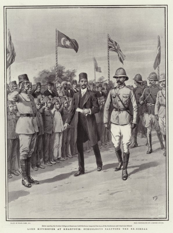 Lord Kitchener Khartoumban, iskolás fiúk tisztelegnek az ex-Sirdar előtt alkotó: Frank Dadd