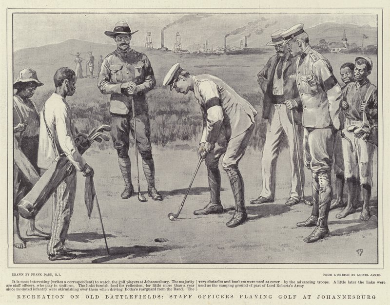Kikapcsolódás a régi csatatereken, vezérkari tisztek golfoznak Johannesburgban alkotó: Frank Dadd