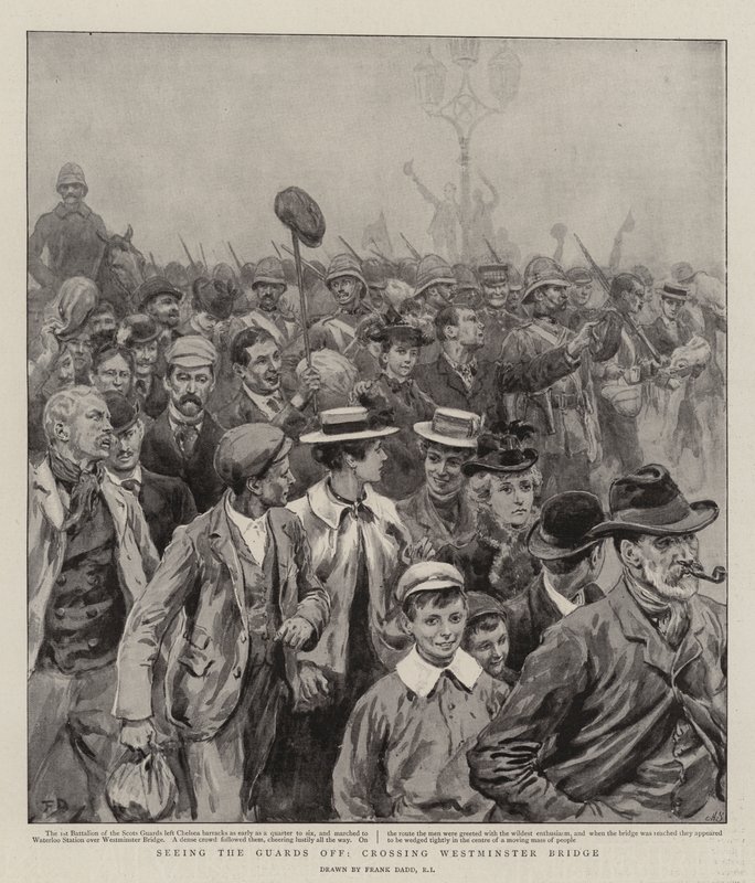 A gárda búcsúztatása, átkelés a Westminster hídon alkotó: Frank Dadd