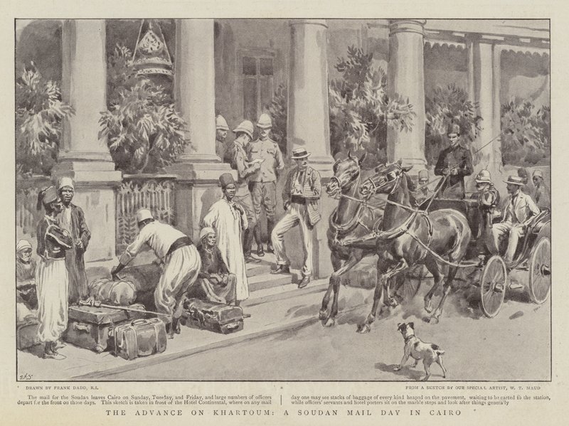 Az Advance on Khartoum, a Soudan Mail Day Kairóban alkotó: Frank Dadd
