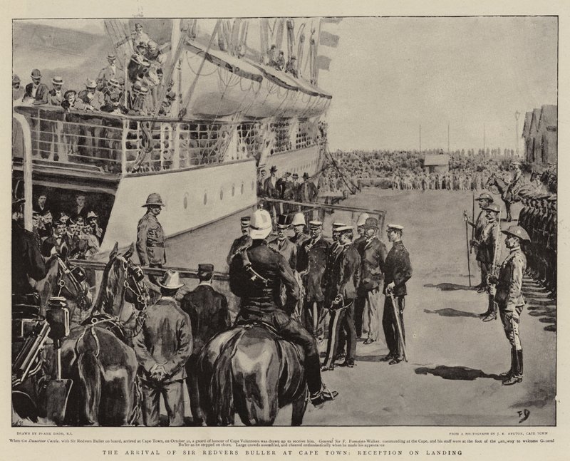 Sir Redvers Buller érkezése Fokvárosba, fogadás landoláskor alkotó: Frank Dadd