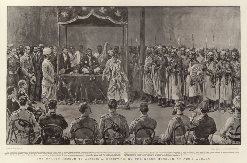 Az abesszíniai brit misszió, a Negus Menelik fogadása Addis Abebában alkotó: Frank Dadd