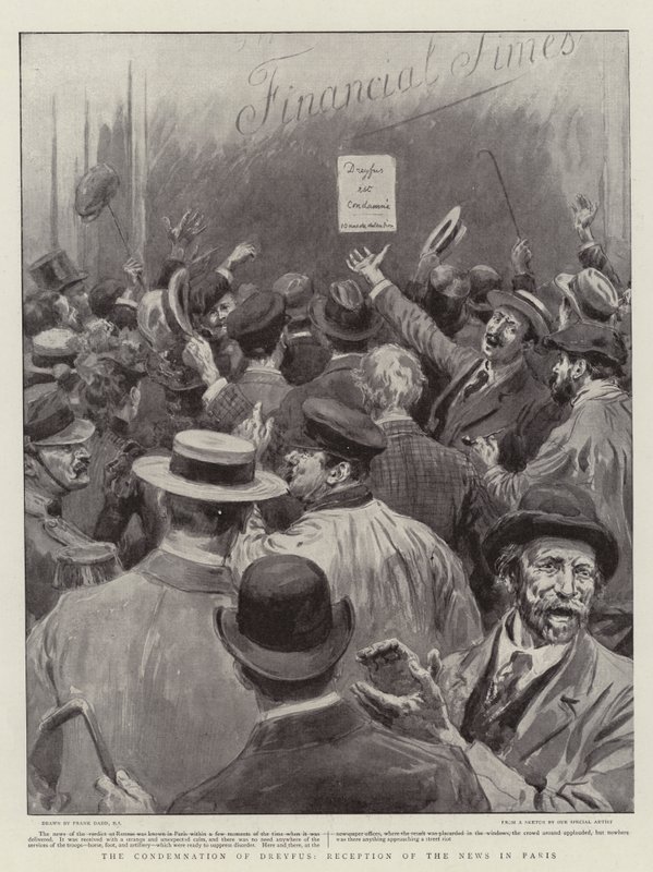 Dreyfus elítélése, a hírek fogadtatása Párizsban alkotó: Frank Dadd