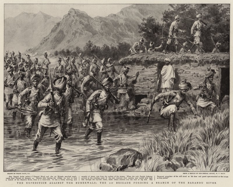 Expedíció a Bunerwals ellen, az 1. dandár a Barandu folyó egyik ágán alkotó: Frank Dadd