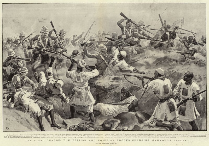 A végső roham, a brit és az egyiptomi csapatok Mahmúd Zerebájának rohama alkotó: Frank Dadd