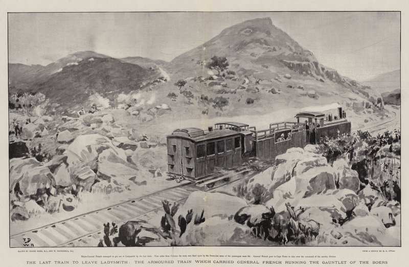 A Ladysmithből induló utolsó vonat, a páncélvonat, amely French tábornokot szállított a búrok kesztyűjével alkotó: Frank Dadd