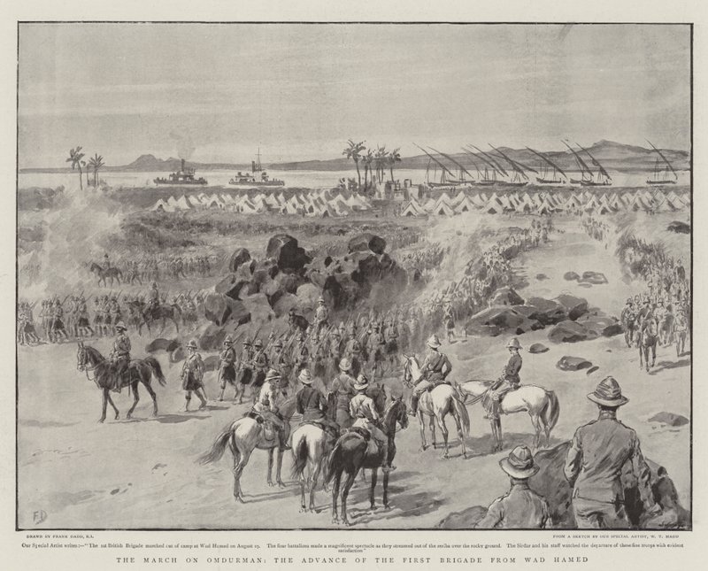 A menet Omdurmanon, Wad Hamed első brigádjának előretörése alkotó: Frank Dadd
