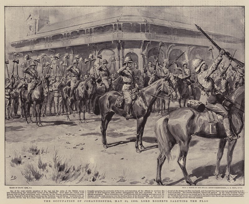 Johannesburg elfoglalása, 1900. május 31. Lord Roberts tiszteleg a zászló előtt alkotó: Frank Dadd