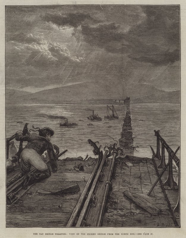 A Tay-híd katasztrófája, kilátás a letört hídra a North End felől alkotó: Frank Dadd