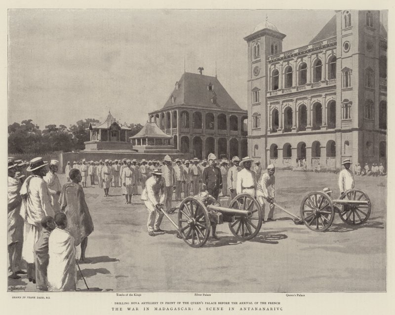 A madagaszkári háború, egy jelenet Antananarivoban alkotó: Frank Dadd