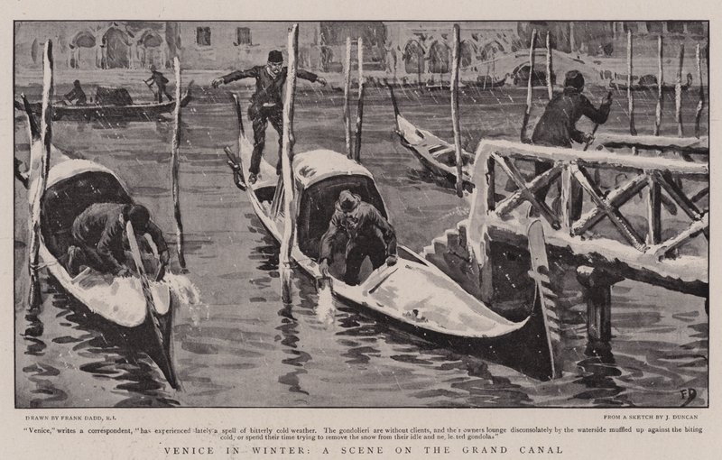 Velence télen, jelenet a Canal Grandén alkotó: Frank Dadd