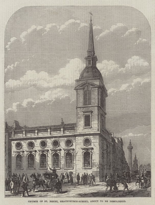 Szent Benet-templom, Gracechurch-Street, lebontás előtt áll alkotó: Frank Watkins