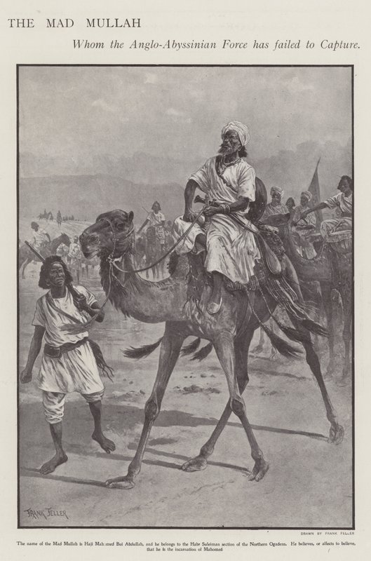 Mohammed Abdullah Hassan, az „őrült mollah”, szomáliai vallási és katonai vezető (litho) alkotó: Frank (after) Feller